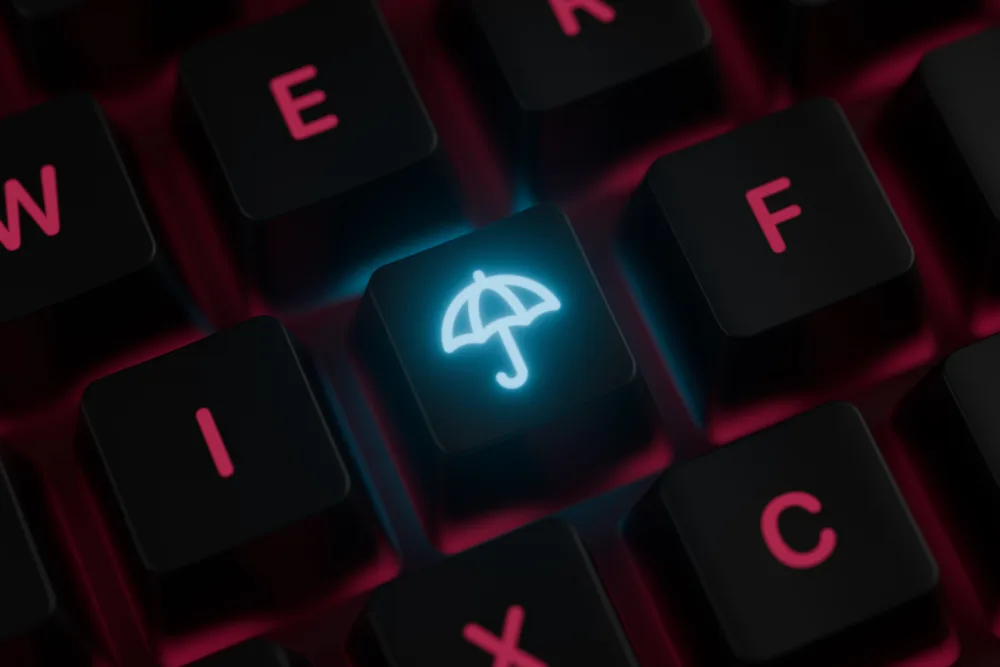 Modern backlit keyboard with "Umbrella" icon