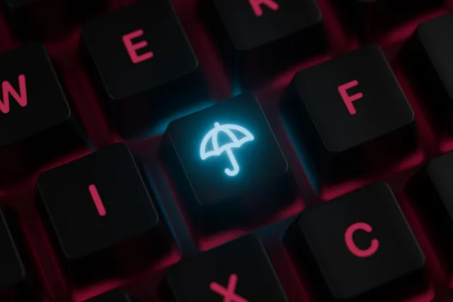 Modern backlit keyboard with "Umbrella" icon
