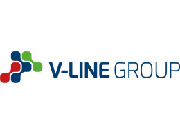Das Bild zeigt das Logo der v line group